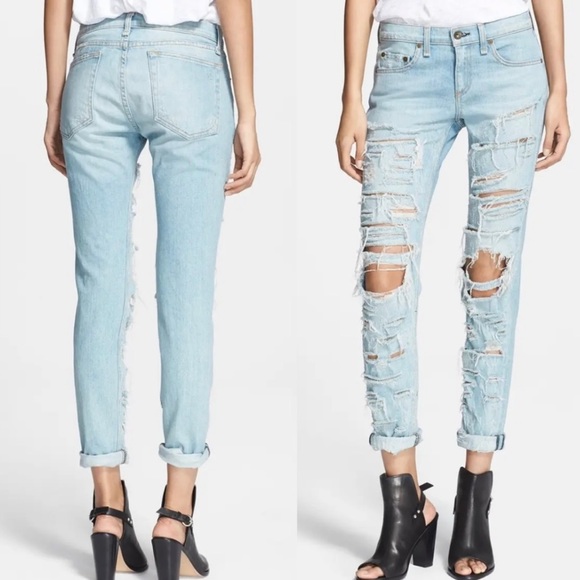 Rag & Bone The Dre Thrasher Boyfriend Jeans Light Wash Size 26 - Picture 1 of 15